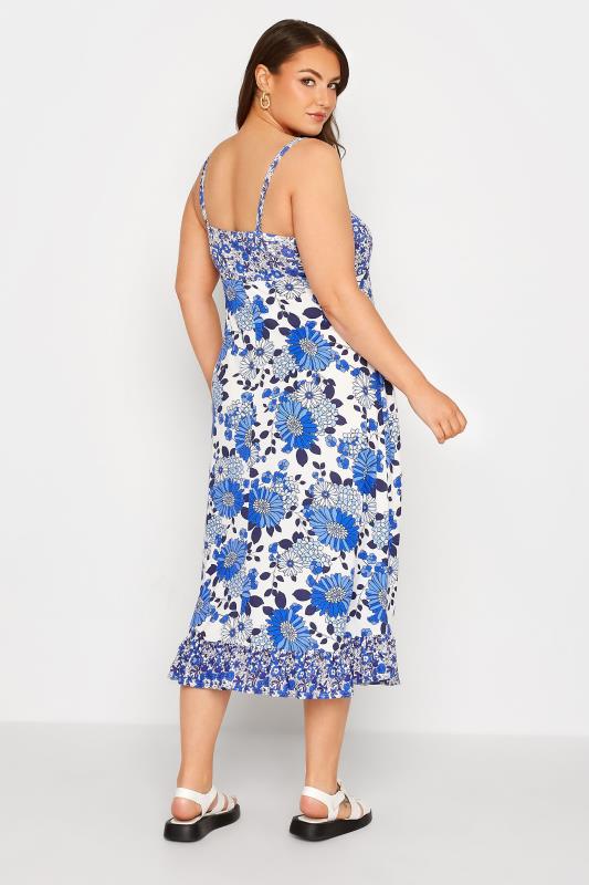LIMITED COLLECTION Curve Blue Floral Print Frill Midaxi Sundress 3