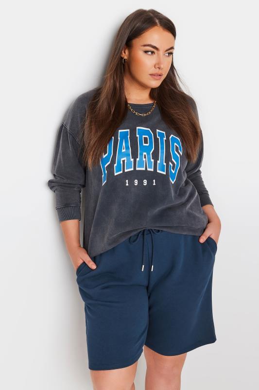  Grande Taille YOURS Curve Blue Elasticated Jogger Shorts