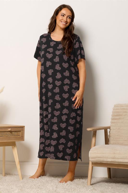 YOURSET Plus Size 2 PACK Pink Bow & Heart Print Midaxi Nightdresses | Yours Clothing 4