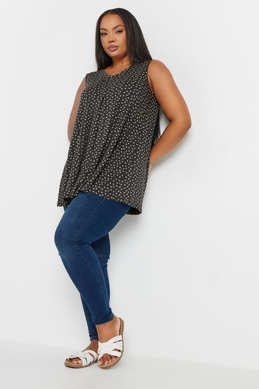 YOURS Plus Size Black Star Print Swing Vest Top | Yours Clothing  2