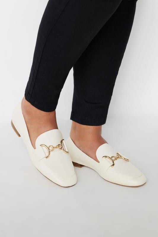  Grande Taille White Link Loafer In Wide E Fit