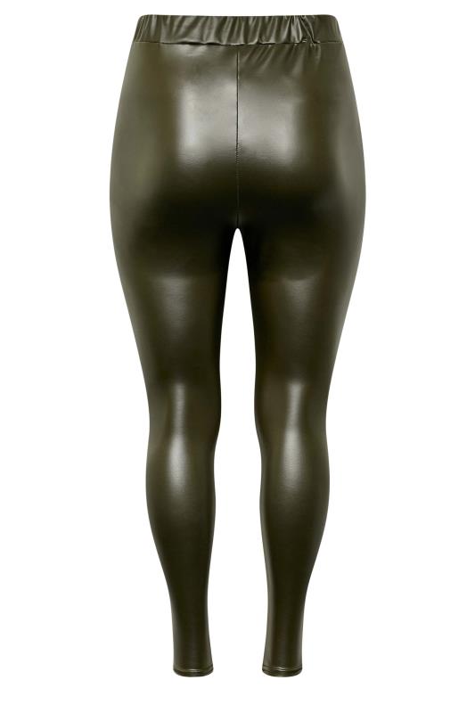 Plus Size Dark Green Coated Leggings | Yours Clothing 6