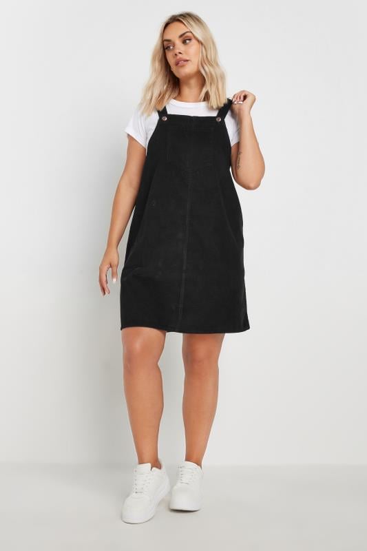  Tallas Grandes LIMITED COLLECTION Curve Black Cord Pinafore Dress