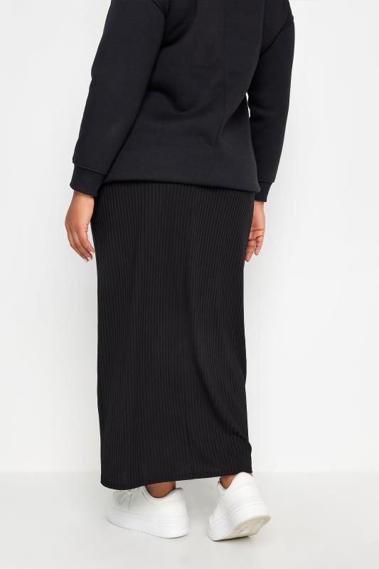 YOURS Plus Size Black Ribbed Maxi Skirt | Yours Clothing 3
