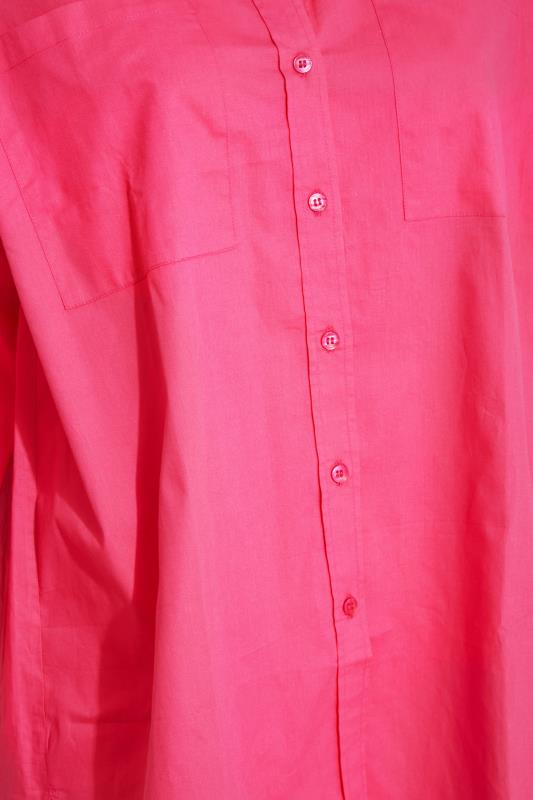 LIMITED COLLECTION Plus Size Hot Pink Oversized Boyfriend Shirt | Yours Clothing 5