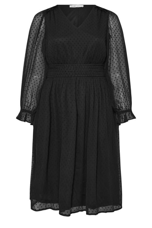 YOURS LONDON Plus Size Black Dobby Midi Dress | Yours Clothing 5