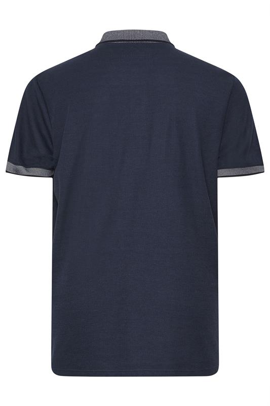 BadRhino Big & Tall Navy Blue Two Tone Waffle Polo Shirt | BadRhino 6