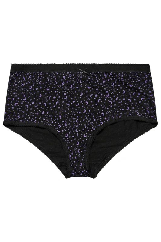 YOURS 5 PACK Plus Size Black & Purple Star Print High Waisted Full Briefs | Yours Clothing 7