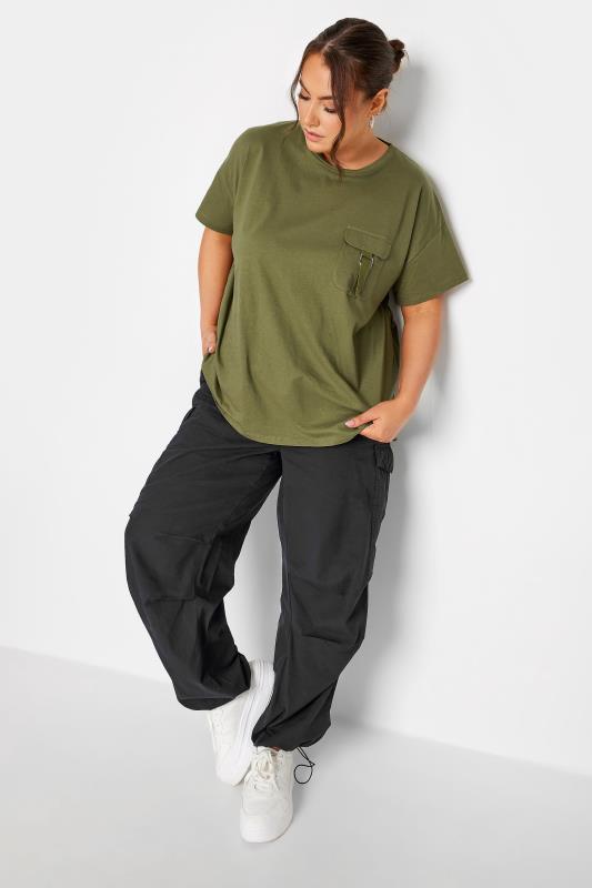 LIMITED COLLECTION Plus Size Khaki Green Utility Pocket T-Shirt | Yours Clothing 3
