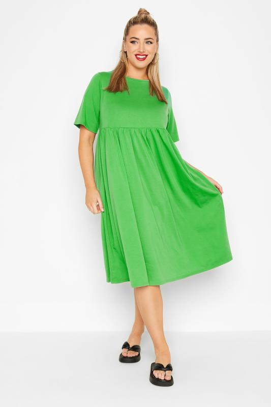 LIMITED COLLECTION Curve Apple Green Smock Dress_A.jpg