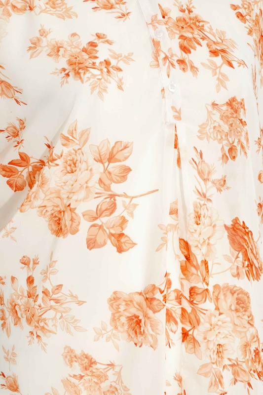 Plus Size Orange Floral Print Batwing Blouse | Yours Clothing  5