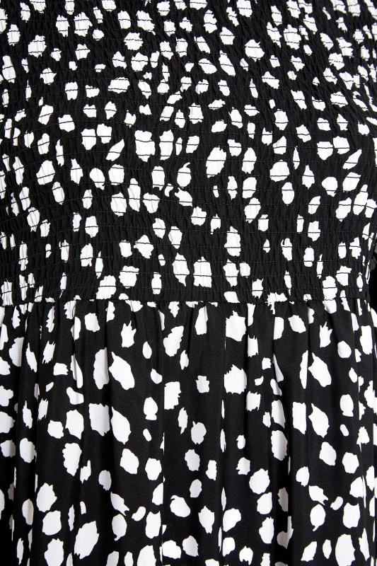 Curve Black Dalmatian Print Balloon Sleeve Midi Dress_S.jpg
