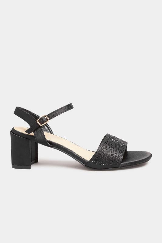 LIMITED COLLECTION Black Satin Embellished Block Heel Sandals in Wide E Fit | Yours Clothing 3