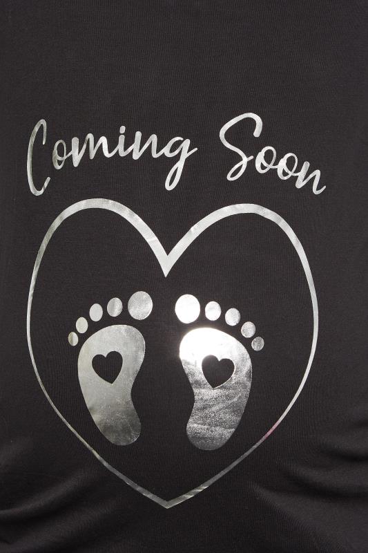 BUMP IT UP MATERNITY Plus Size Black 'Coming Soon' Slogan T-shirt | Yours Clothing 6