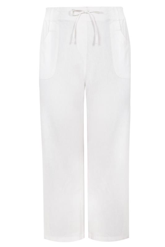 LTS Tall White Linen Blend Wide Leg Trousers 5