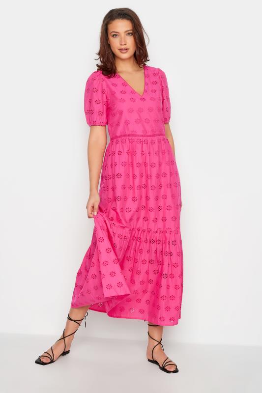 LTS Tall Women's Pink Broderie Tiered Dress | Long Tall Sally 2