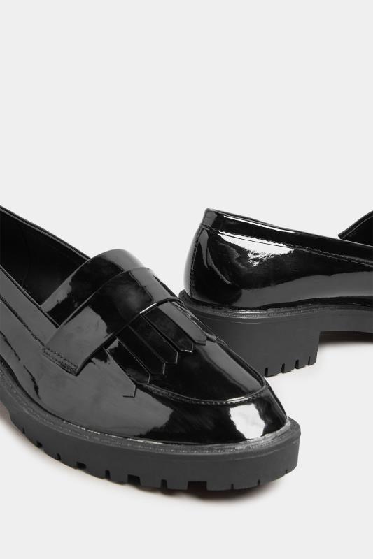 Black Patent Chunky Sole Loafers In Standard D Fit | PixieGirl 5