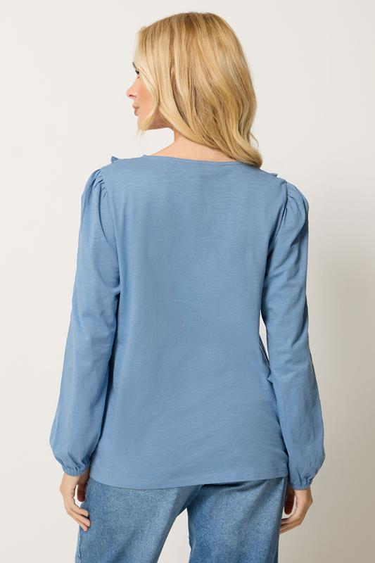 M&Co Blue Frill Cotton Blouse | M&Co 2