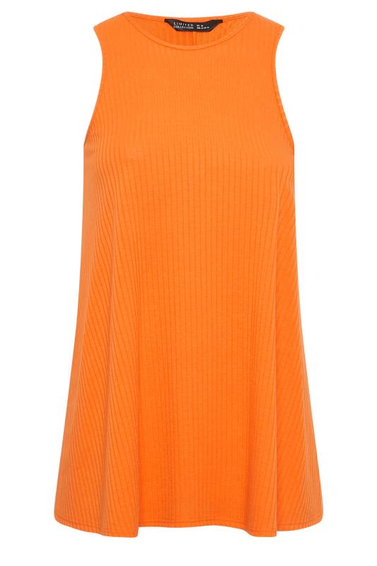 LIMITED COLLECTION Plus Size Orange Ribbed Racer Cami Vest Top | Yours Clothing  6