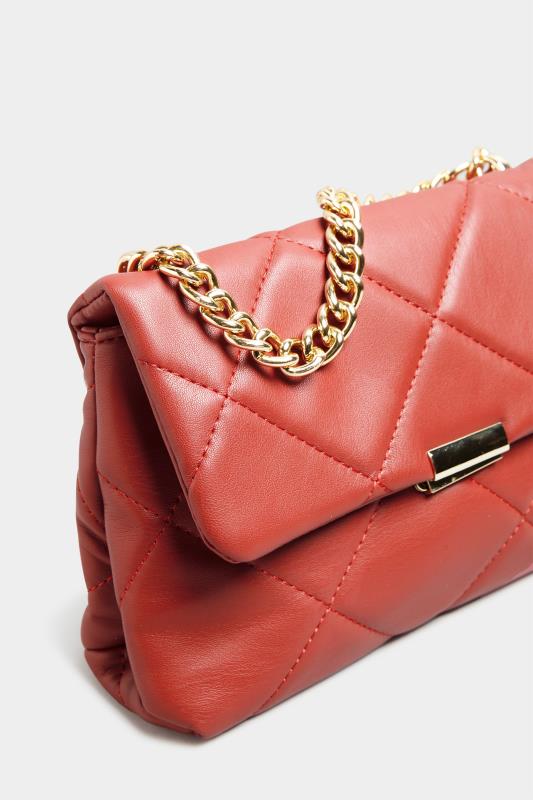 Red Quilted Chain Handle Bag 4