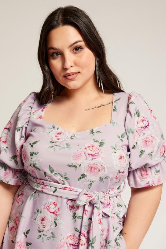 YOURS LONDON Plus Size Light Pink Floral Print Peplum Top | Yours Clothing 4