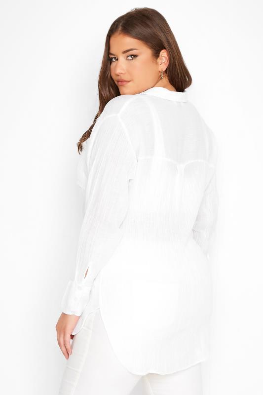 Plus Size White Pocket Oversized Shirt | Yours Clothing 4