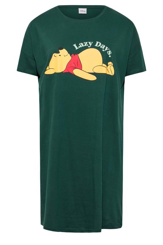 DISNEY Plus Size Green Winnie The Pooh 'Lazy Days' Sleep Tee Nightdress | Yours Clothing 6