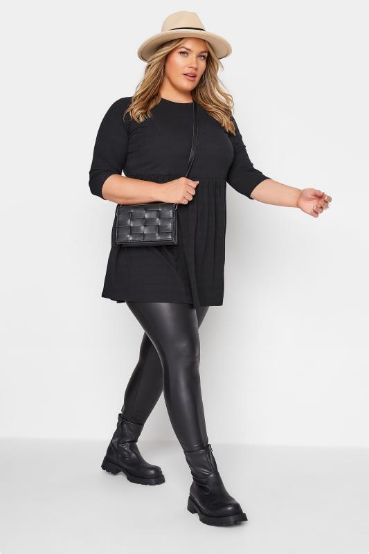 LIMITED COLLECTION Curve Black Ribbed Smock Top 2