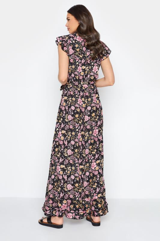 LTS Tall Black Floral Frill Maxi Dress_C.jpg