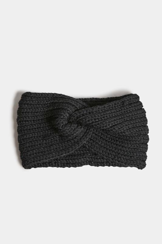 Plus Size Black Knitted Twist Headband | Yours Clothing 2