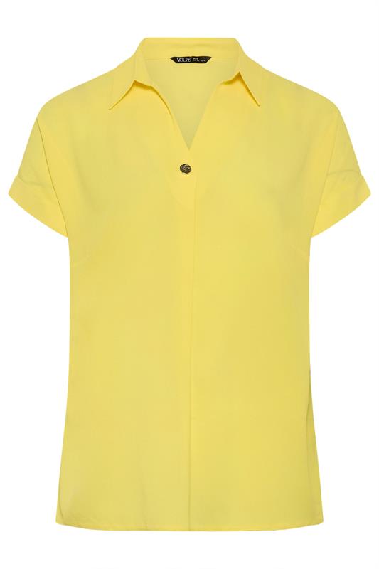YOURS Plus Size Yellow Button Half Placket Blouse | Yours Clothing 5