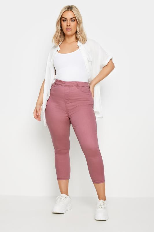 YOURS Plus Size Rose Pink Cropped Stretch GRACE Jeggings | Yours Clothing 2