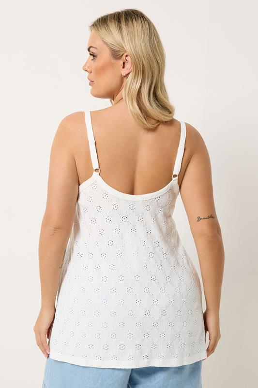 YOURS Plus Size White Broderie Anglaise Vest Top | Yours Clothing 2