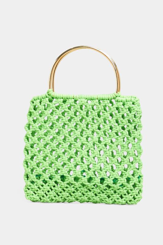 Green Crochet Handle Bag | Yours Clothing 3