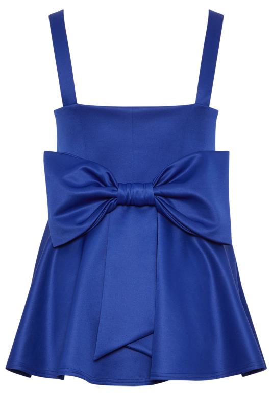 YOURS LONDON Plus Size Blue Bow Back Peplum Top | Yours Clothing 6