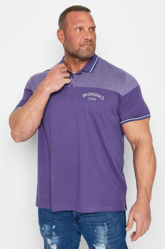  Grande Taille BadRhino Purple 'Originals' Cut & Sew Polo Shirt