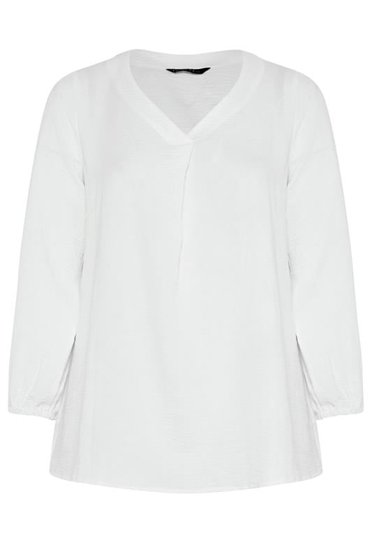 EVANS Plus Size White Pleat Front Long Sleeve Blouse | Evans 5