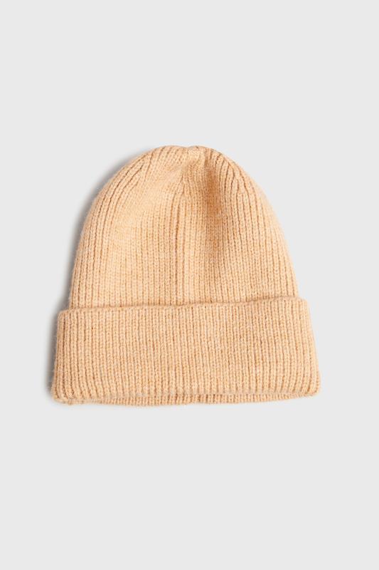 Plus Size  Beige Knitted Soft Touch Beanie Hat
