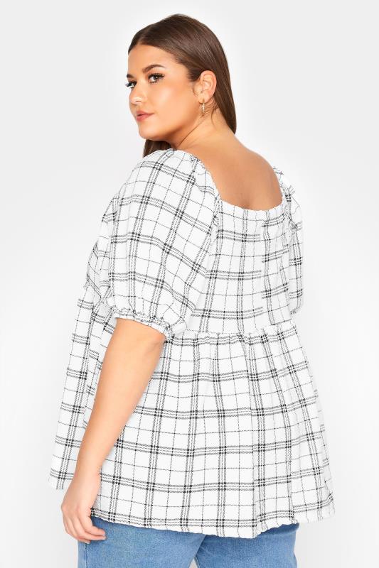 LIMITED COLLECTION Curve White Check Milkmaid Top 3
