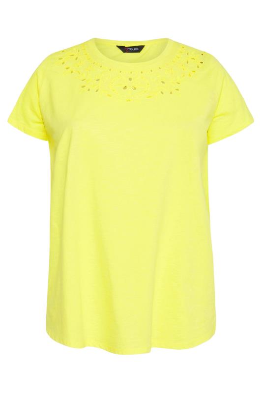 Curve Yellow Broderie Anglaise Neckline T-Shirt 4