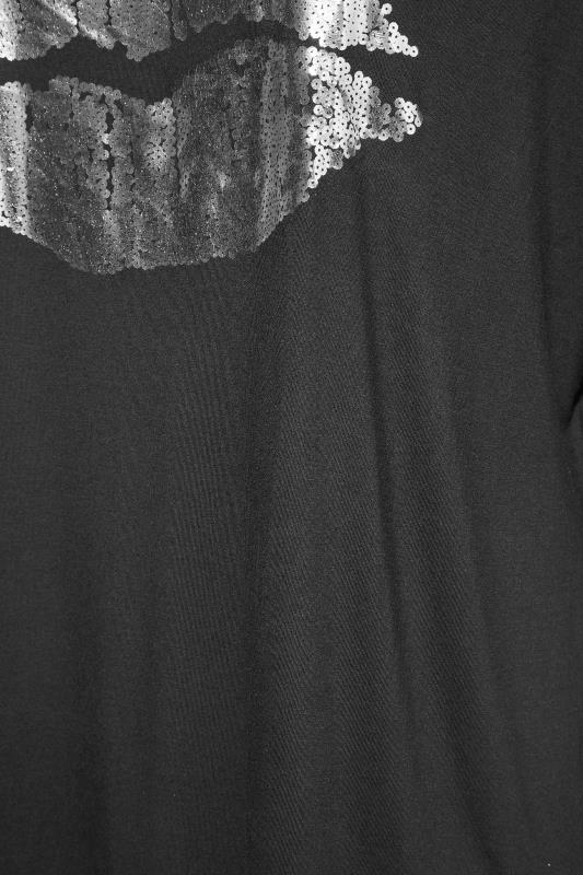 Black Oversized Foil Lips T-Shirt_S.jpg