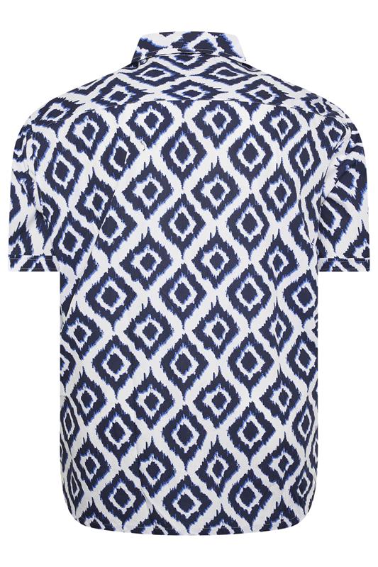 KAM Big & Tall Navy Blue Hawaiian Print Shirt | BadRhino 4