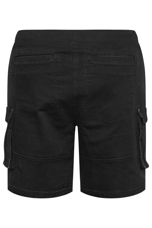 BadRhino Big & Tall Black Elasticated Waist Denim Cargo Shorts | BadRhino 7