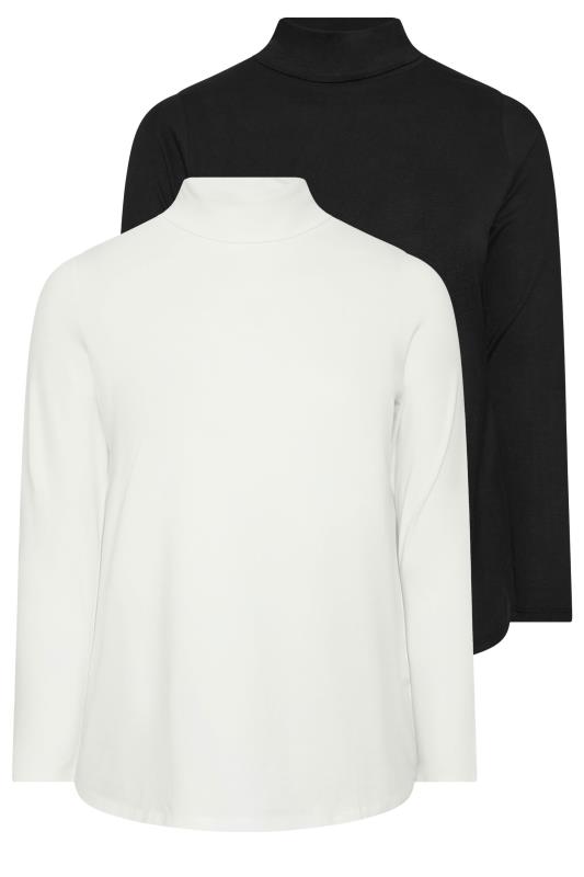 YOURS Plus Size 2 PACK Black & White Long Sleeve Turtle Neck Tops | Yours Clothing 8