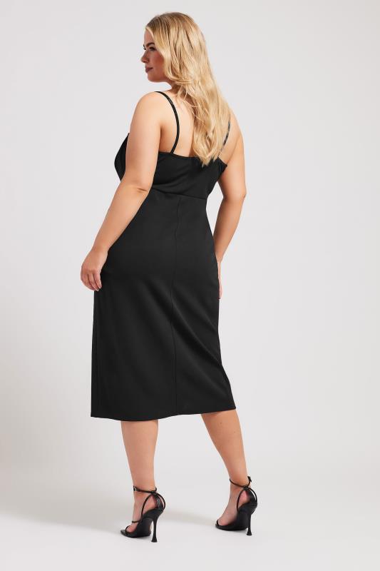 YOURS LONDON Plus Size Black Diamante Strap Midi Dress | Yours Clothing 3