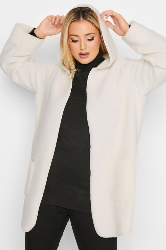 YOURS LUXURY Plus Size Cream Teddy Hooded Jacket | Yours Clothing 4
