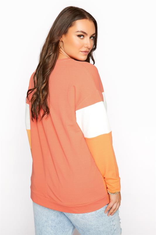 Curve Orange Colour Block 'California' Slogan Sweatshirt 3