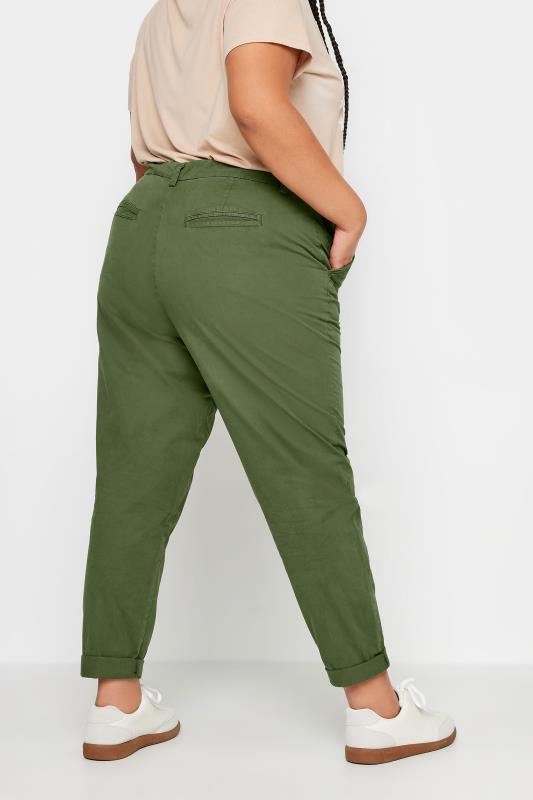 YOURS Plus Size Khaki Green Straight Leg Chino Trousers | Yours Clothing  3