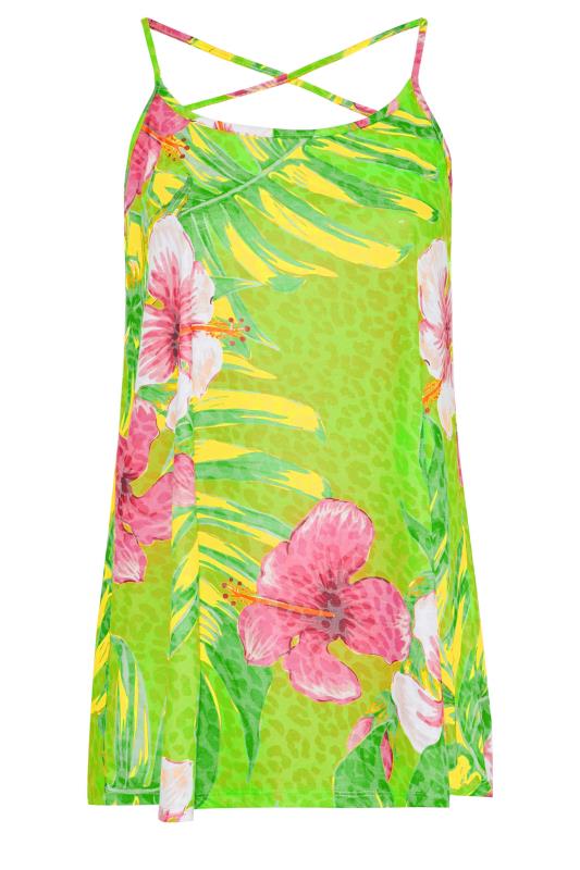 Curve Green Tropical Print Strappy Vest Top 4