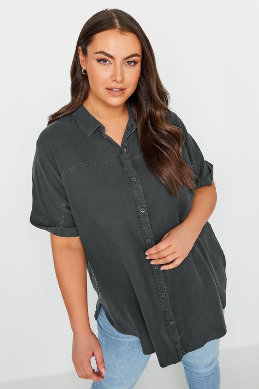  Tallas Grandes YOURS Curve Black Chambray Shirt
